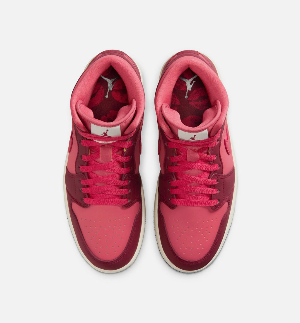 Air Jordan 1 Mid SE Valentines Day Womens Lifestyle Shoe Team Red Sierra Red Pueblo Red