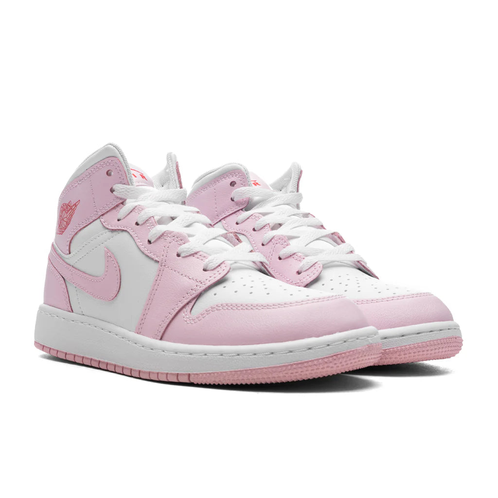 Air Jordan 1 Mid GS Pink Foam White Fire Red