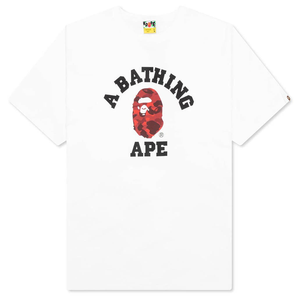 Color Camo College Tee White Red