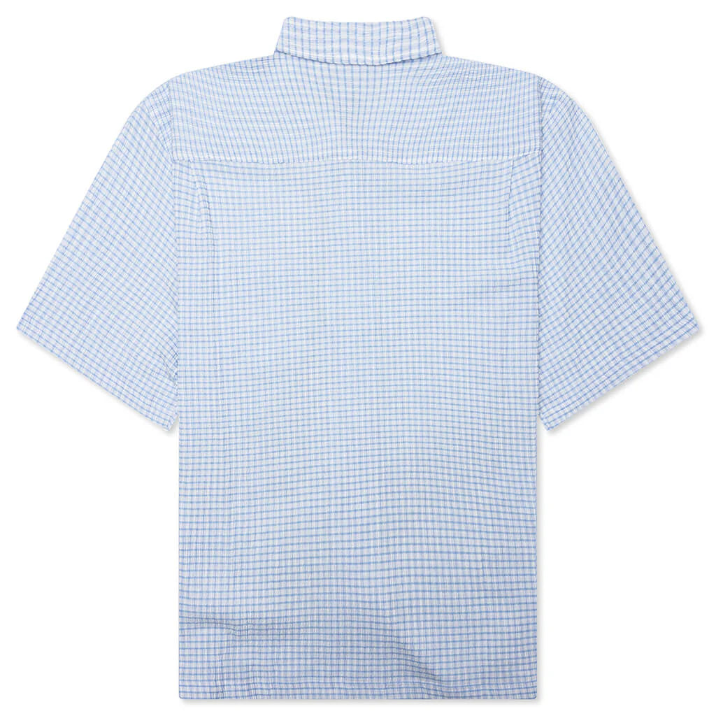 Flat Bottom Crinkled Shirt Blue Check