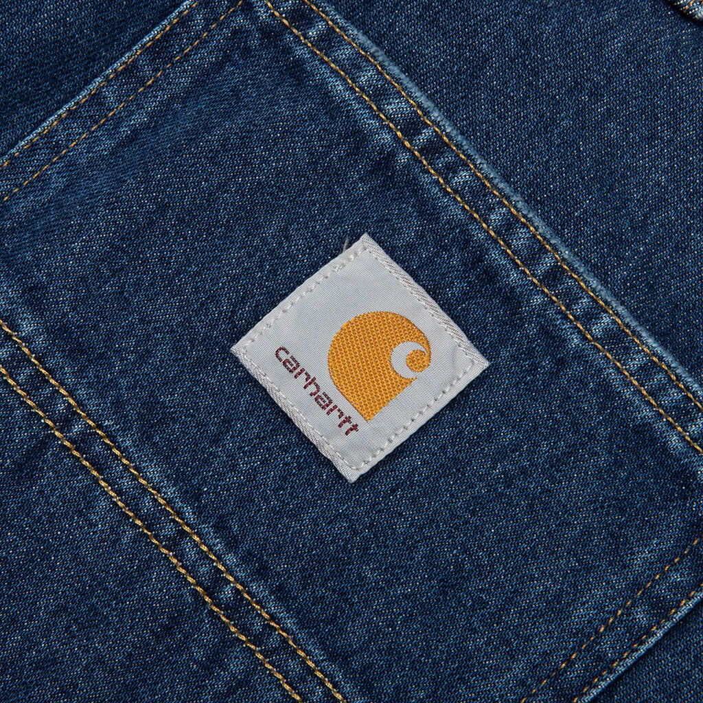 Single Knee Short Blue Stone Washed