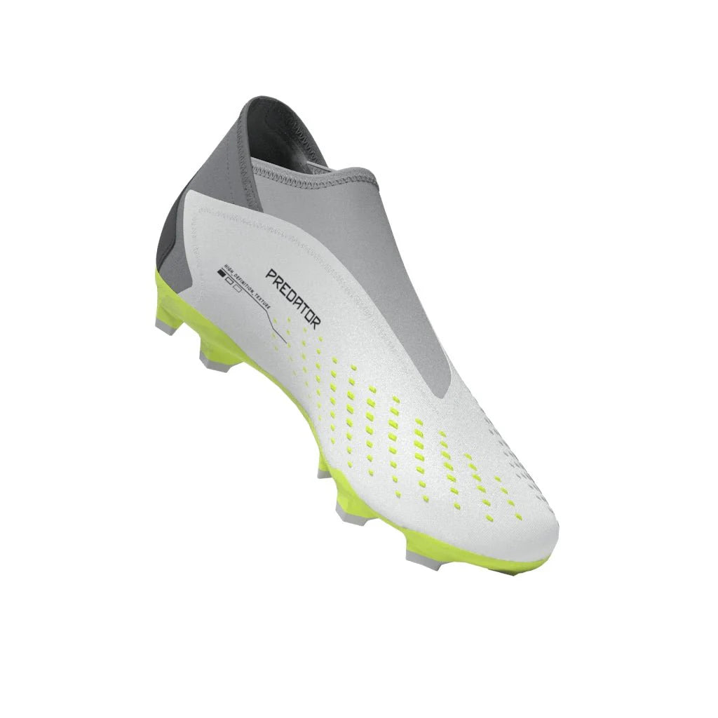 adidas Predator Accuracy3 Laceless FG Firm Ground Soccer Cleats Cloud White Black Lucid Lemon