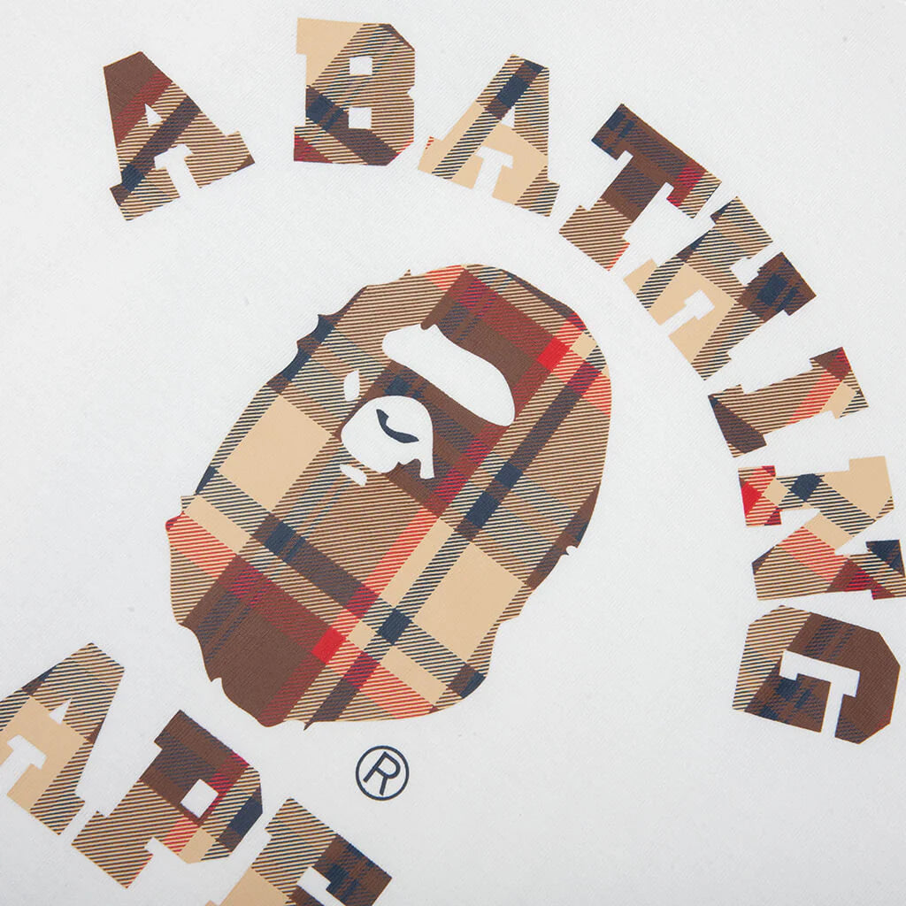 BAPE Check College Tee White Red
