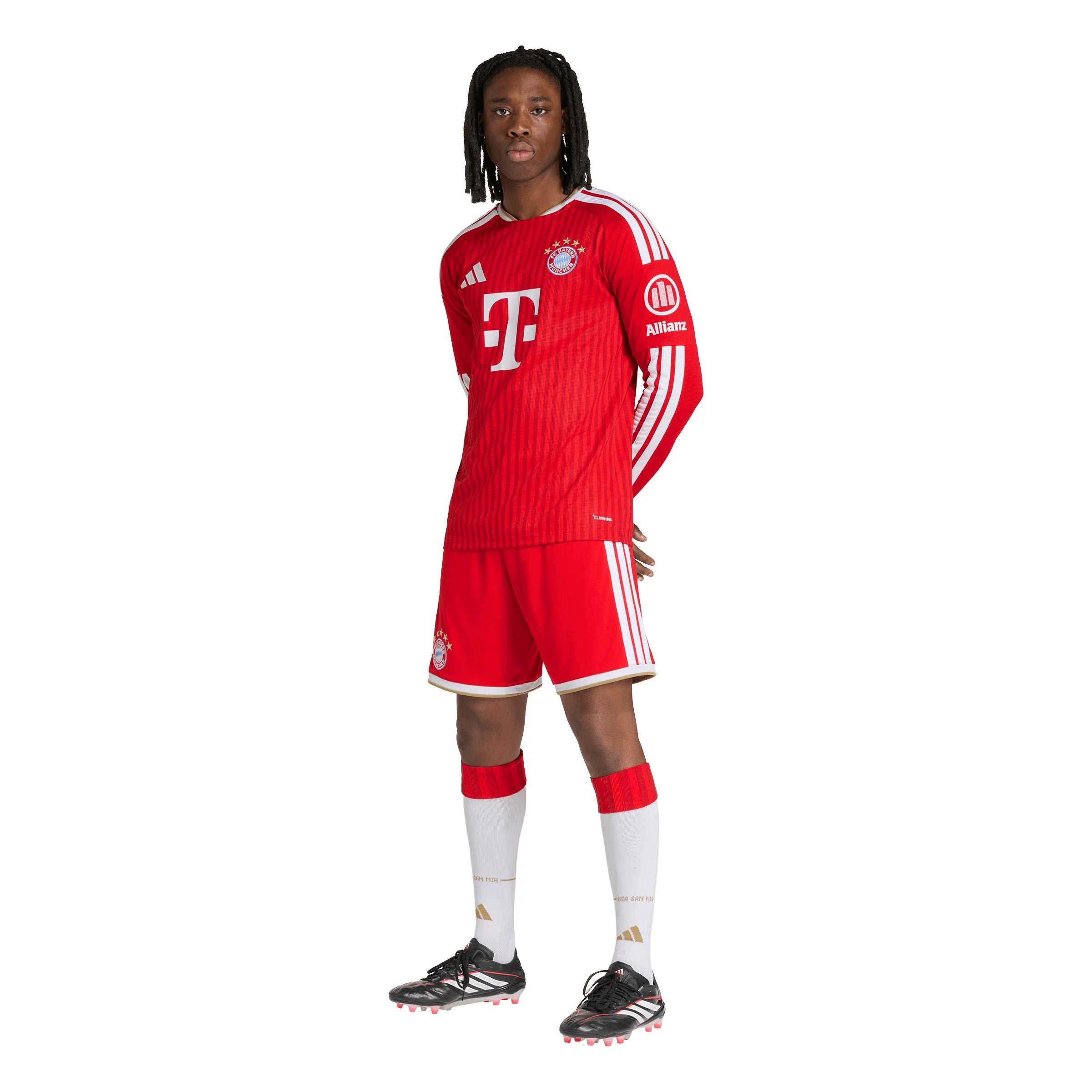 adidas FC Bayern Munich Home Long Sleeve Mens Soccer Jersey 26 27 White