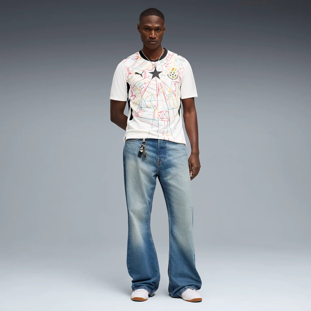 PUMA Ghana Home Mens Soccer Jersey 2026 White Black