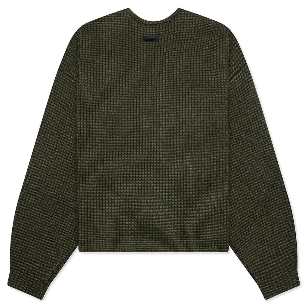 Heavy Waffle Cardigan Military