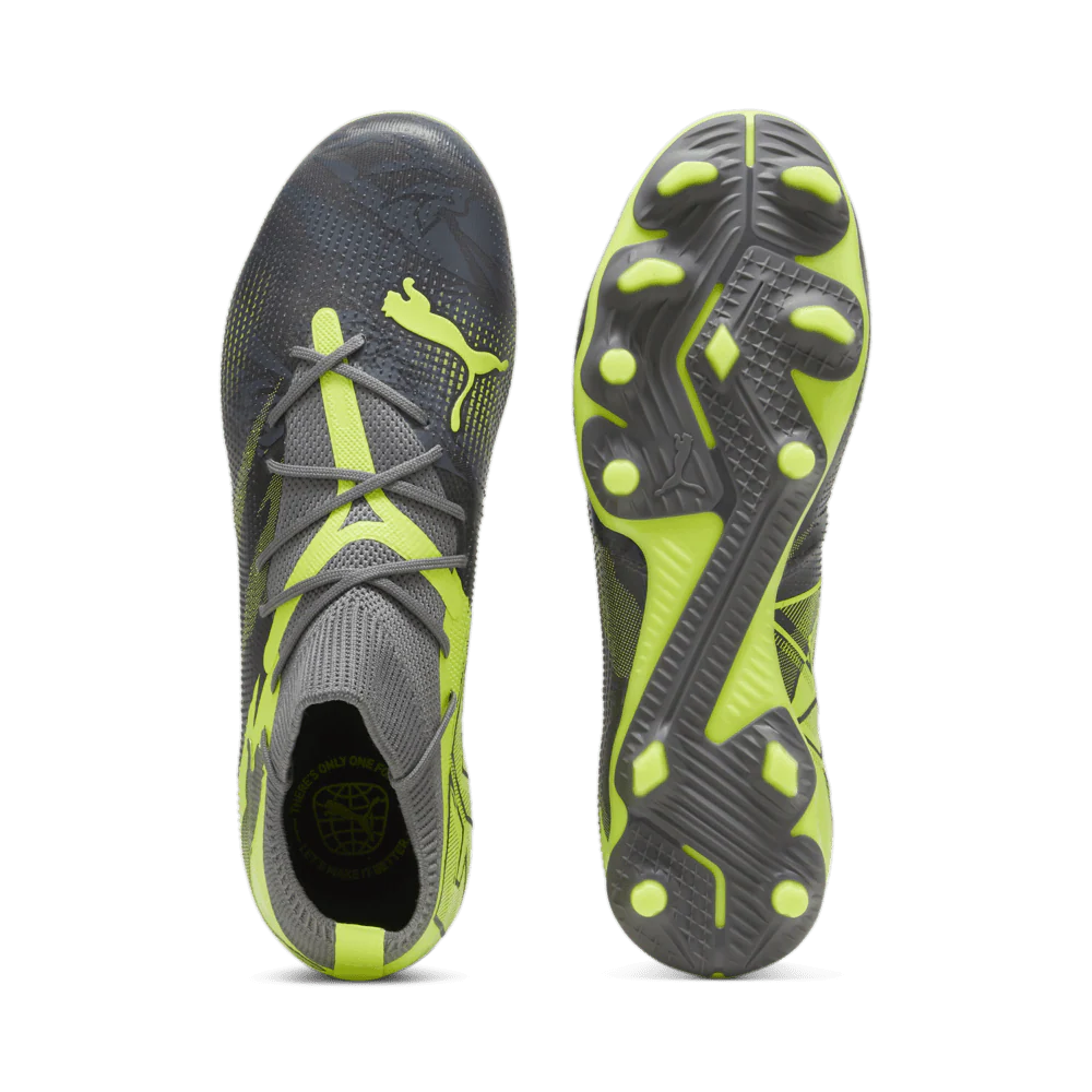 PUMA Future 7 Match Rush FG AG Multi Ground Soccer Cleats Strong Grey Cool Dark Grey Electric Lime