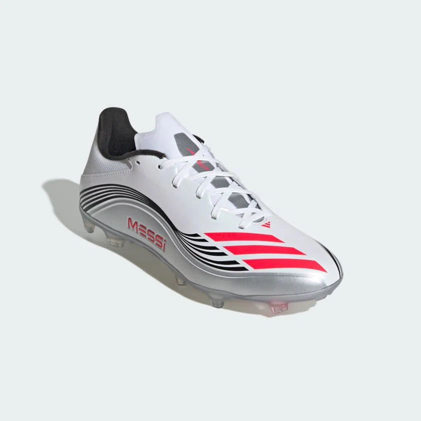 adidas F50 Messi League Firm Multi Ground Soccer Cleats White Red Siver