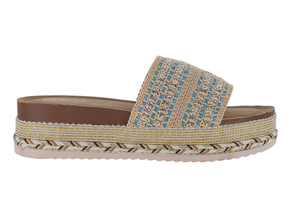 Sandalias Plataforma Roze Azul y Beige para Mujer