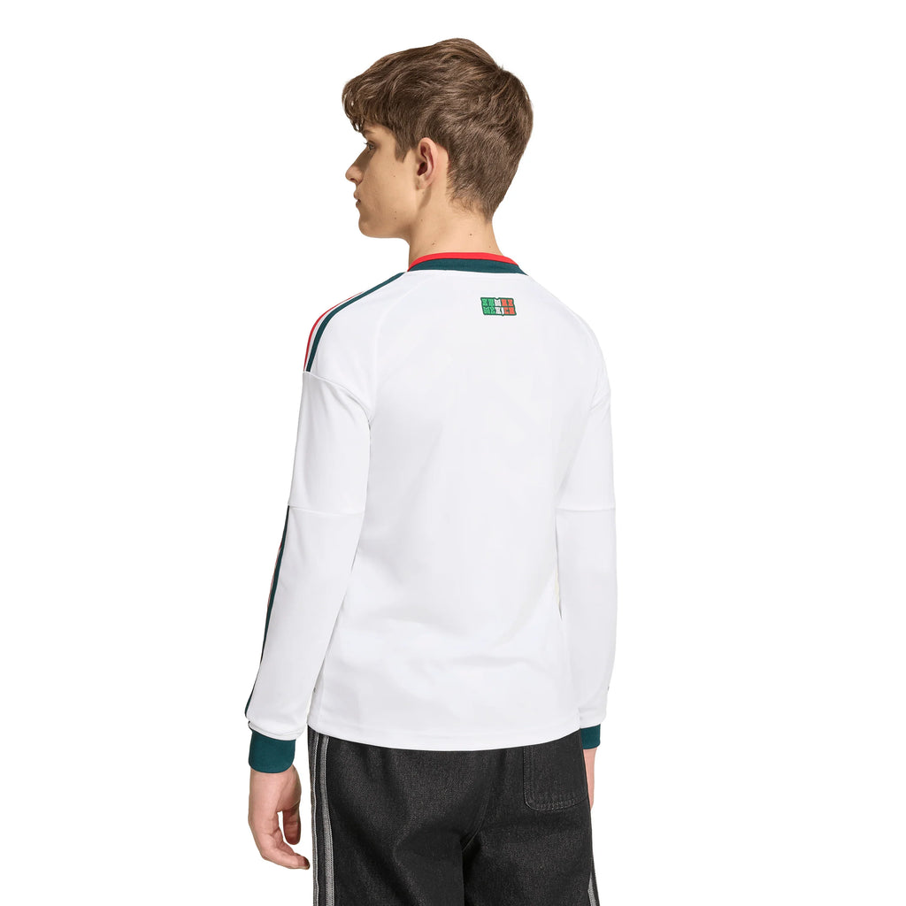 adidas Mexico Away Long Sleeve Youth Soccer Jersey 2026 White