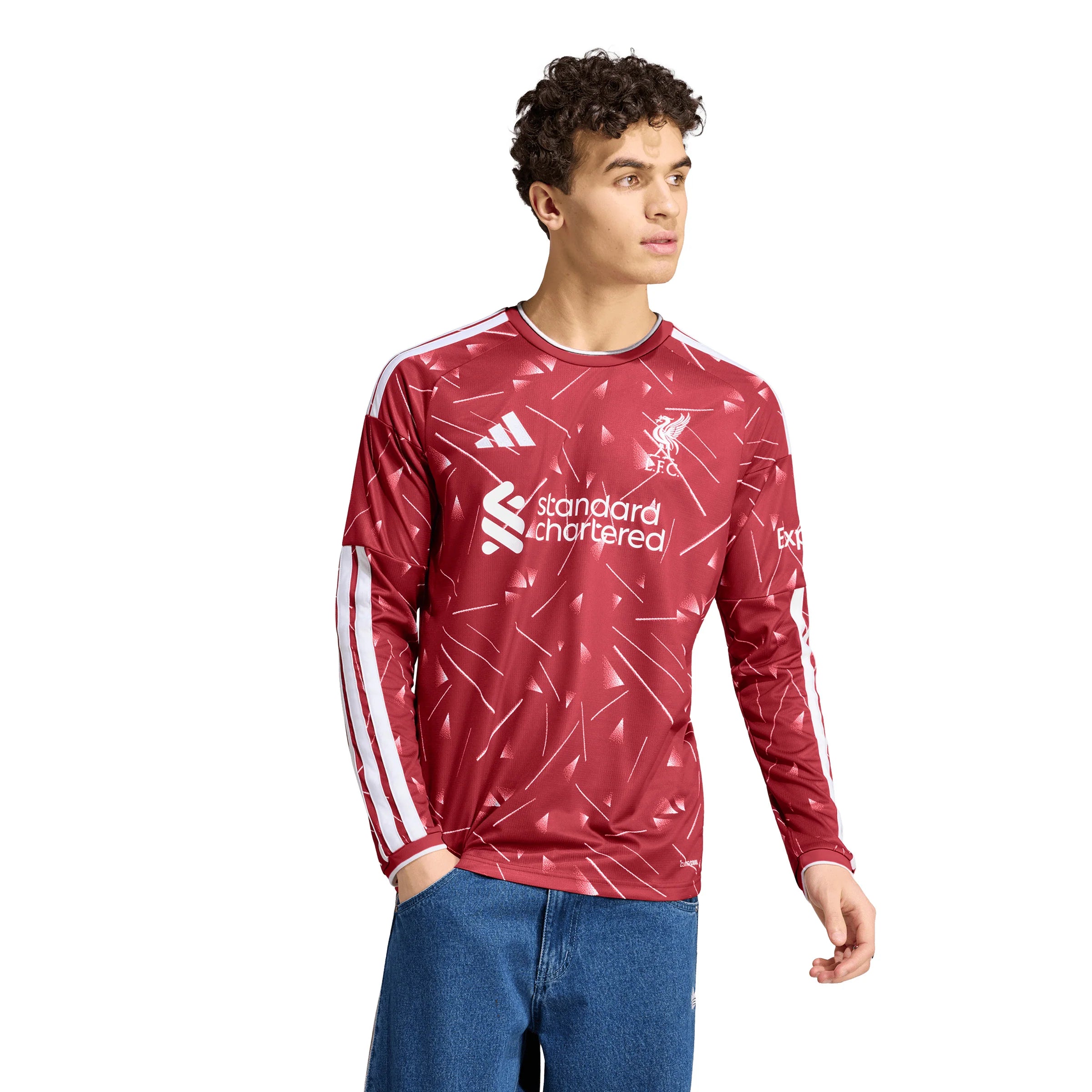 adidas Liverpool FC Home Long Sleeve Mens Soccer Jersey 26 27 Red