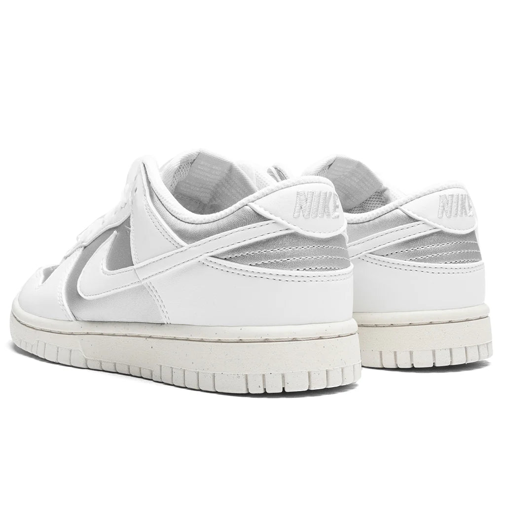 Womens Dunk Low Next Nature Metallic Platinum Summit White Pale Ivory