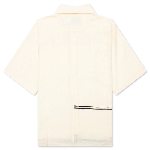 Weave Trim Button Up Shirt Cream