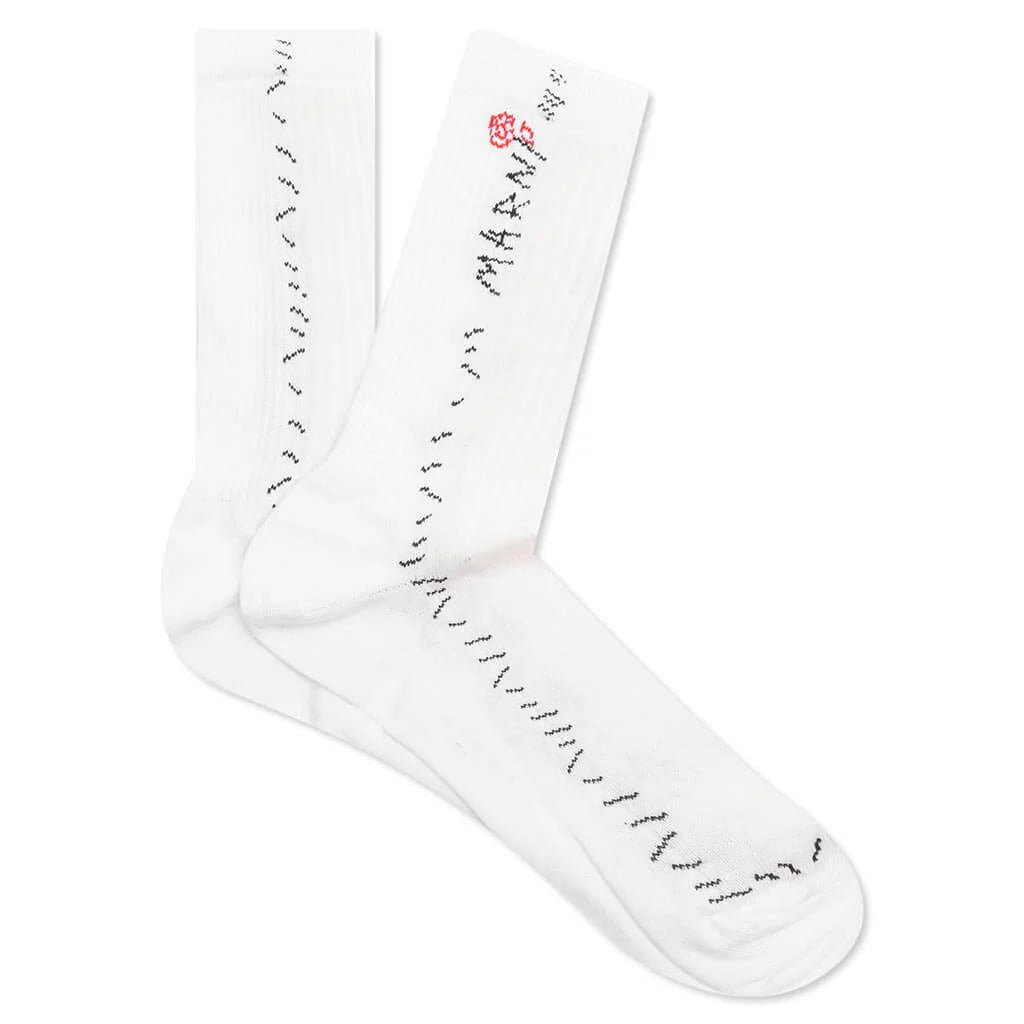 White Cotton Socks 12 Gauge Graphic Lily White