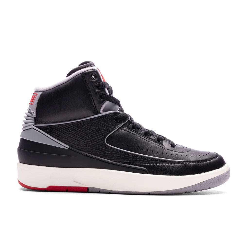 Air Jordan 2 Retro GS Black Cement Black Cement Grey Fire Red