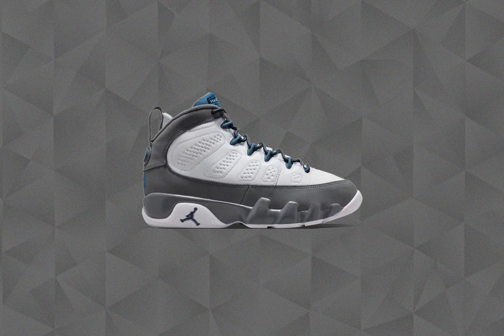 Air Jordan 9 Retro Flint Grey GS White French Blue Flint Grey