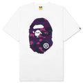 Color Camo Big Ape Head Tee White Purple