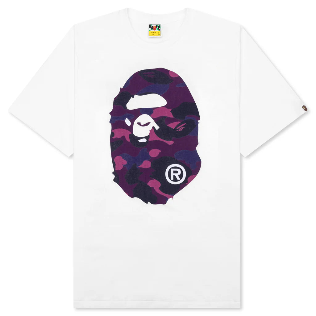 Color Camo Big Ape Head Tee White Purple