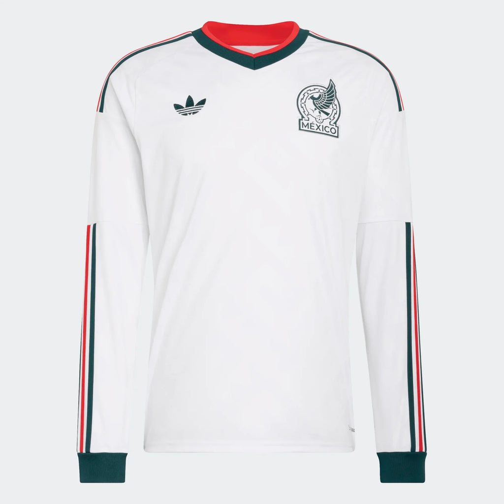 adidas Mexico Away Long Sleeve Mens Soccer Jersey 2026 White