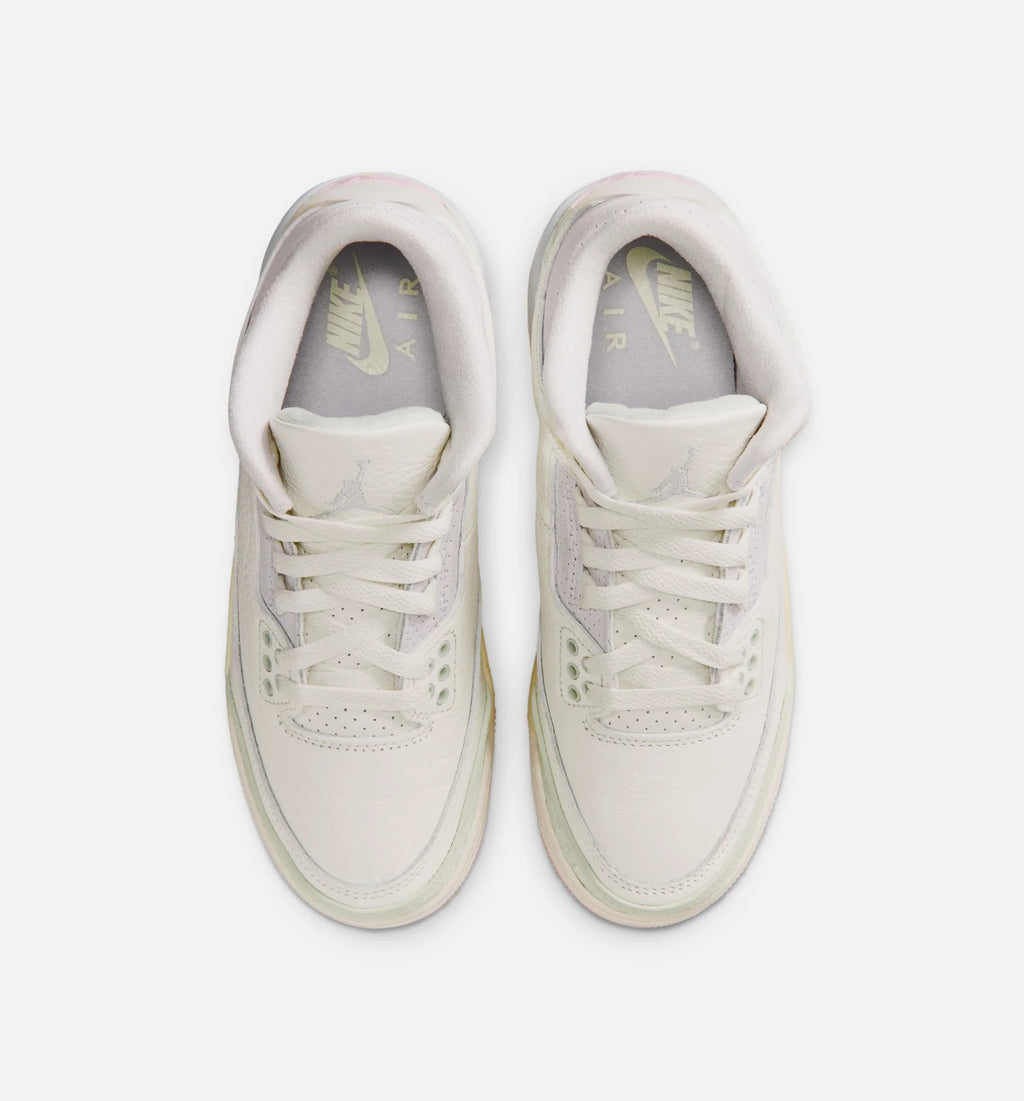 Air Jordan 3 Retro Sail and Jade Aura Grade School Lifestyle Shoe Sail Aura Jade Aura Iris Whisper