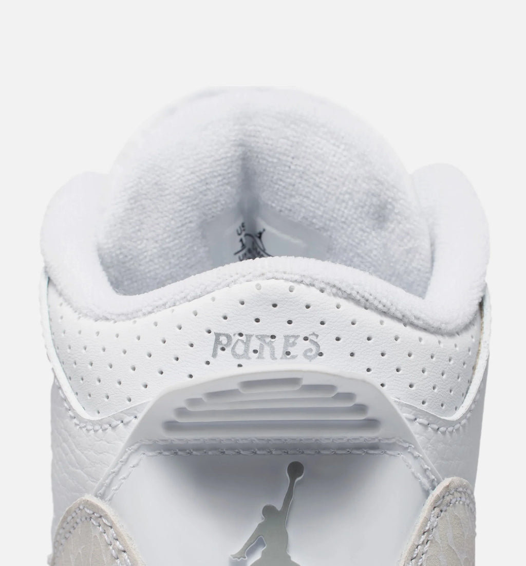 Air Jordan 3 Retro White and Silver Preschool Lifestyle Shoe White Metallic Silver Free Shipping