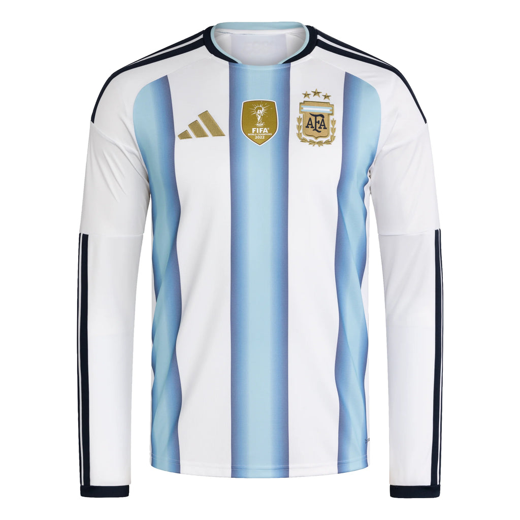 adidas Argentina Home Long Sleeve Mens Soccer Jersey 26 White Blue