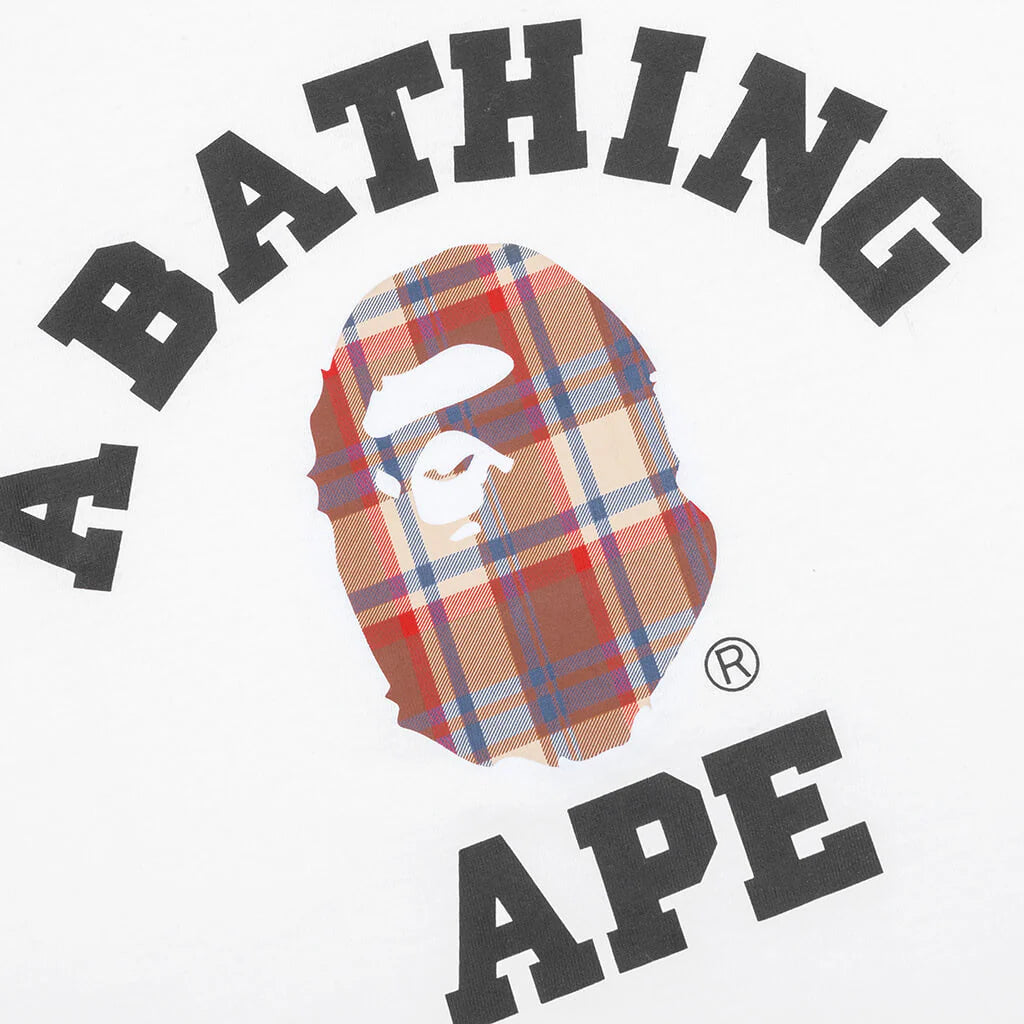 Bape Check College Tee White