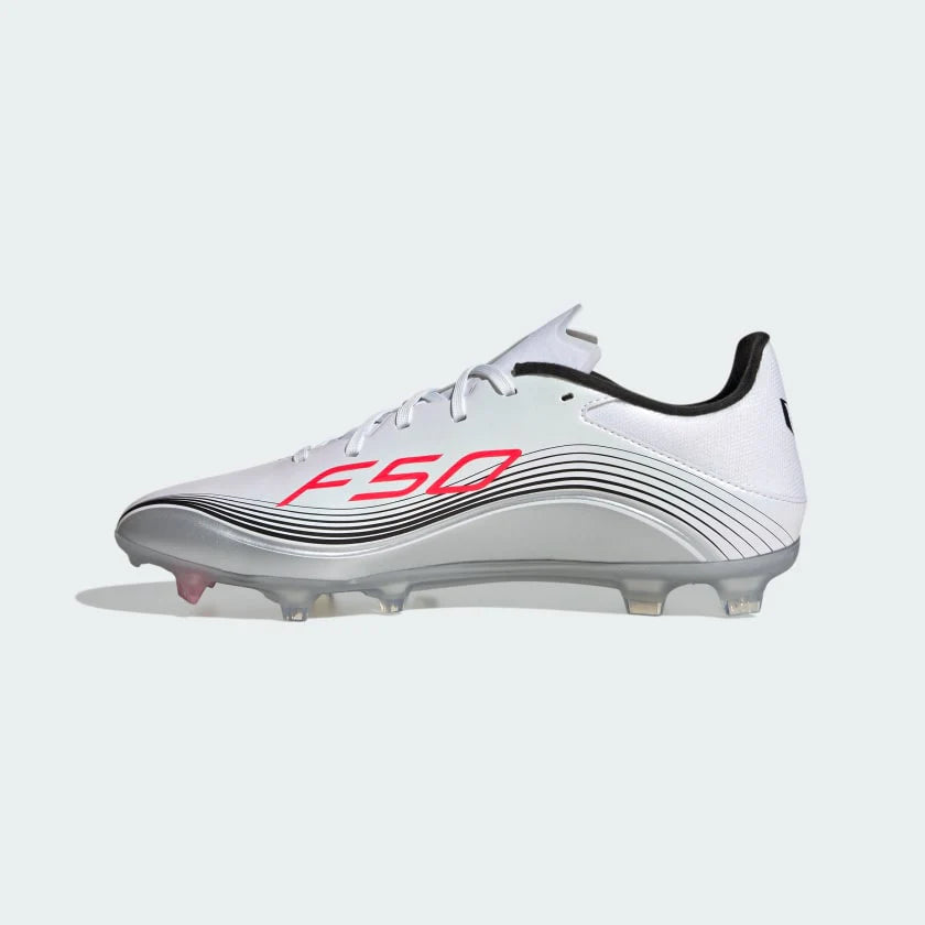 adidas F50 Messi League Firm Multi Ground Soccer Cleats White Red Siver