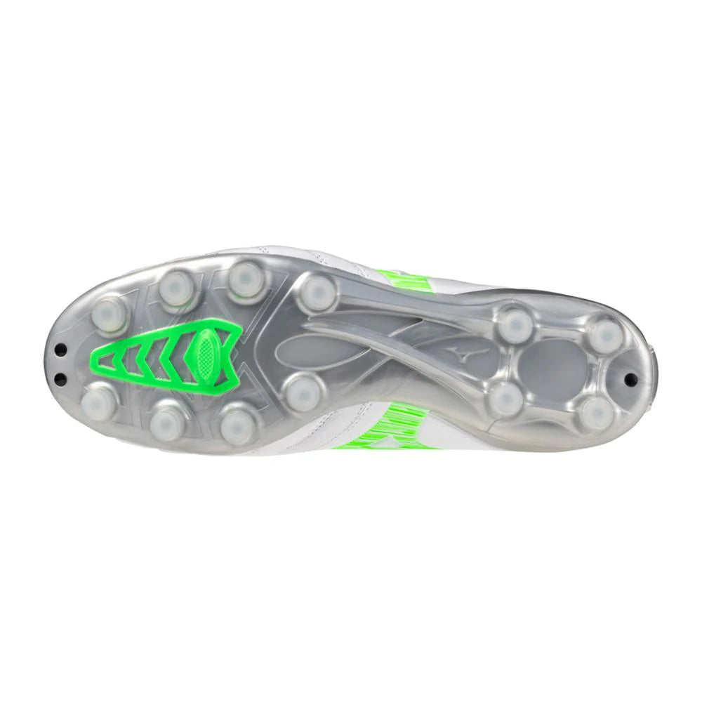 Mizuno Morelia Neo IV Pro FG Firm Ground Soccer Cleats White Neon Green